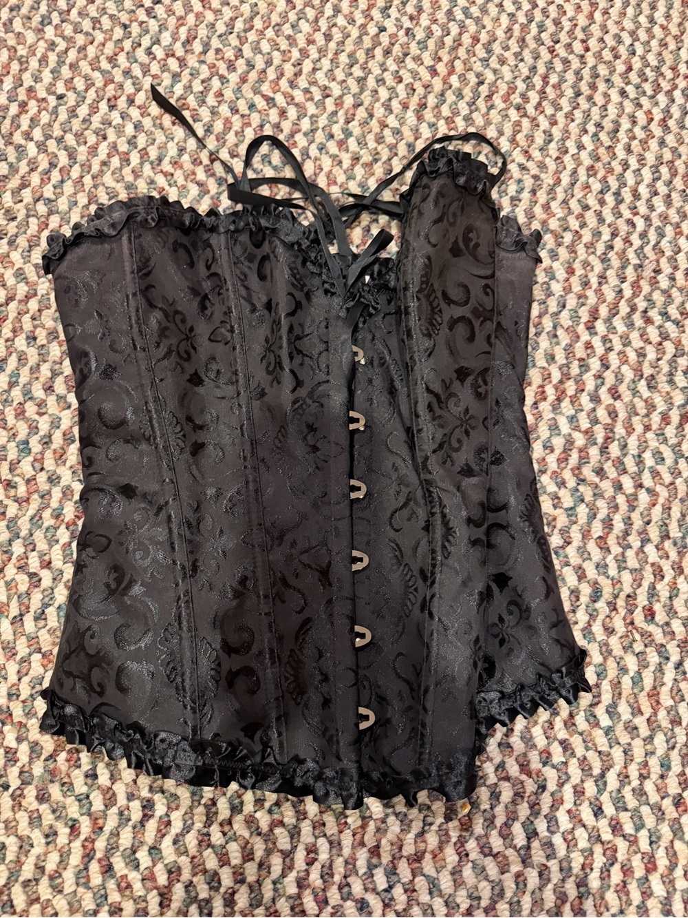 Black Lace-Trim Corset Top - Women